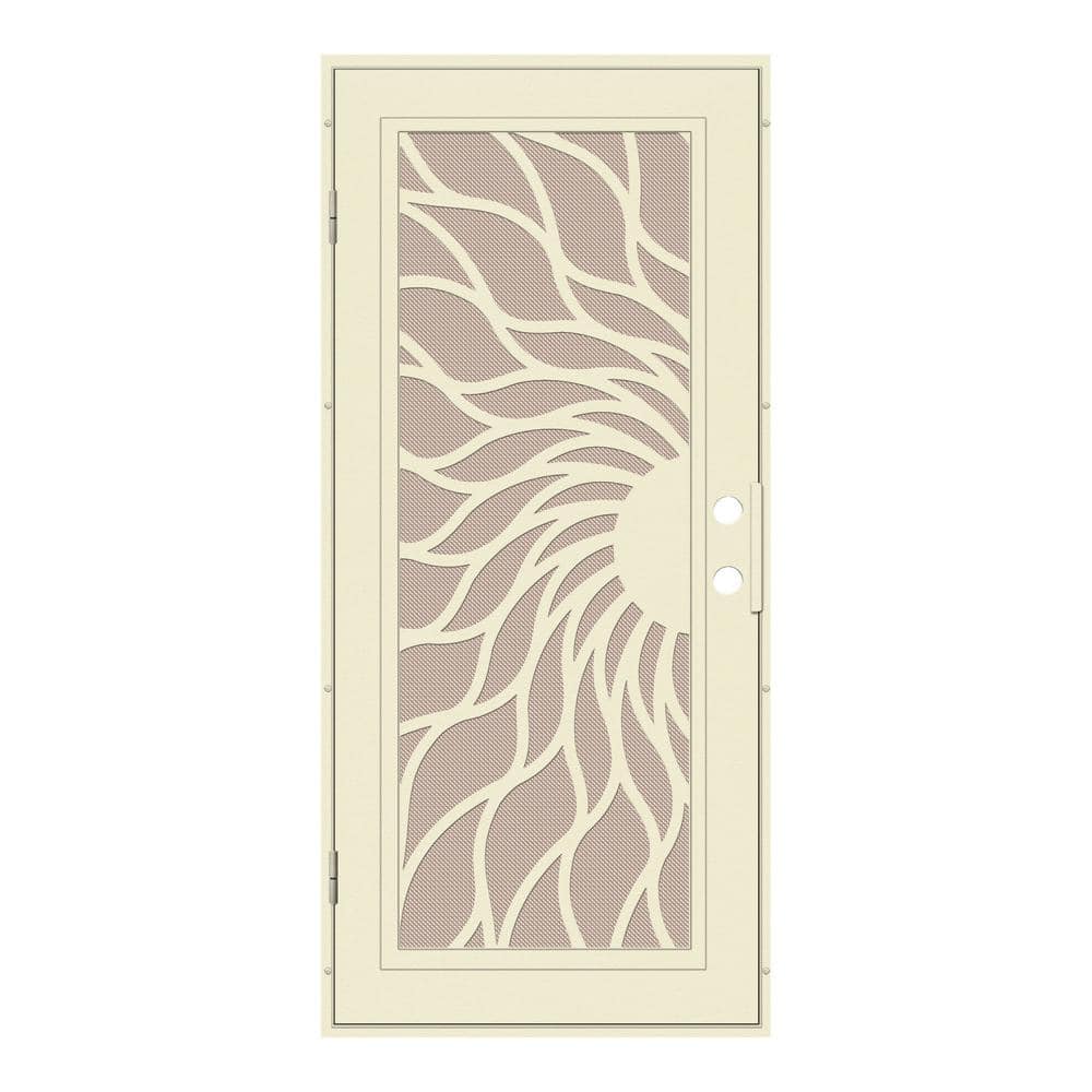 Sunfire 30 in. x 80 in. Right Hand/Outswing Beige Aluminum Security Door with Desert Sand Perforated Metal Screen -  Unique Home Designs, 3S2001CL2BGP7A