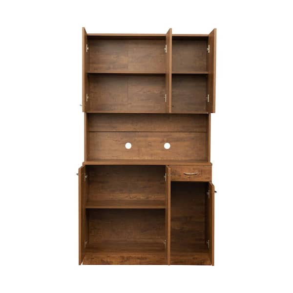 Tidoin Modern Freestanding Kitchen Pantry Kitchen Cabinet with 6 Doors and 1 Drawer Walnut