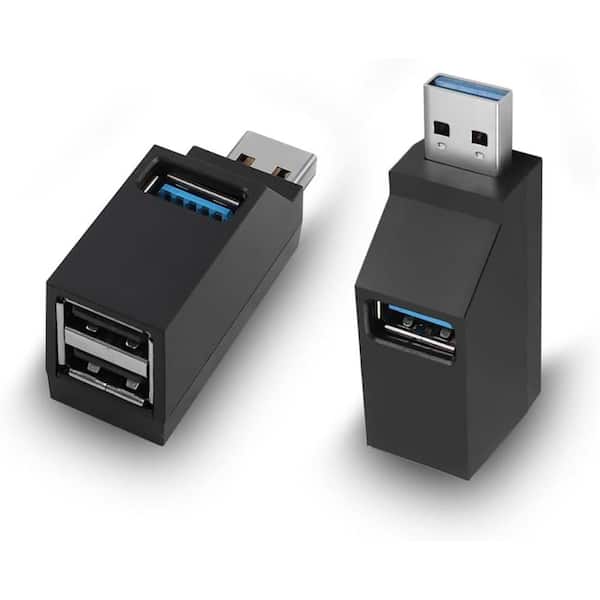 Lukyamzn 3 Ports USB Hub Male to Female Expansion Adapter 90 Degree Splitter 1 USB 3.0 2 USB 2.0 Portable Data 2 Pcs