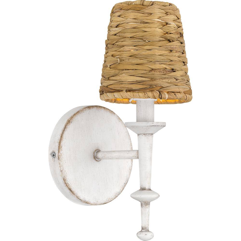 Antique White Seagrass Shade Coastal Wall Sconce