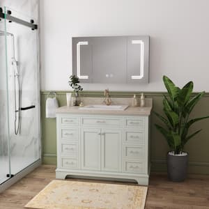 21 in. L x 18 in. W Drop-In Rectanglar Fireclay Drop-In Bathroom Sink in White with Overflow and Single Faucet Hole