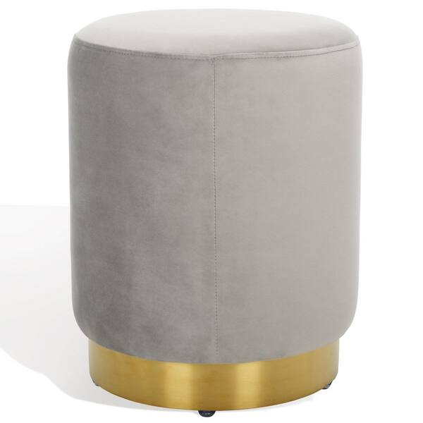 SAFAVIEH Elsworth Light Gray/Brass Velvet Round Accent Small