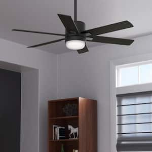 Radeon 52 in. Indoor Matte Black Smart Ceiling Fan with Light and Wall Switch