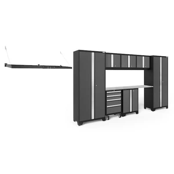 NewAge Products Bold Series 132 in. W x 76.75 in. H x 18 in. D 24-Gauge Steel Garage Cabinet Set in Gray (8-Piece)