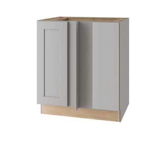 Tremont Pearl Gray Painted Plywood Shaker Assembled Blind Corner Kitchen Cabinet Sft Cls L 30 in W x 24 in D x 34.5 in H