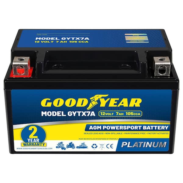 GYTX7A-12-Volt 7 AH, 105 CCA, Rechargeable High-Performance, Maintenance Free, SLA-AGM Battery