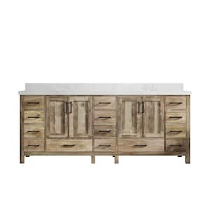 Malibu Mango 84 in. W x 22 in. D x 36 in. H Double Sink Bath Vanity in Natural with 2 in. Empira Quartz Top