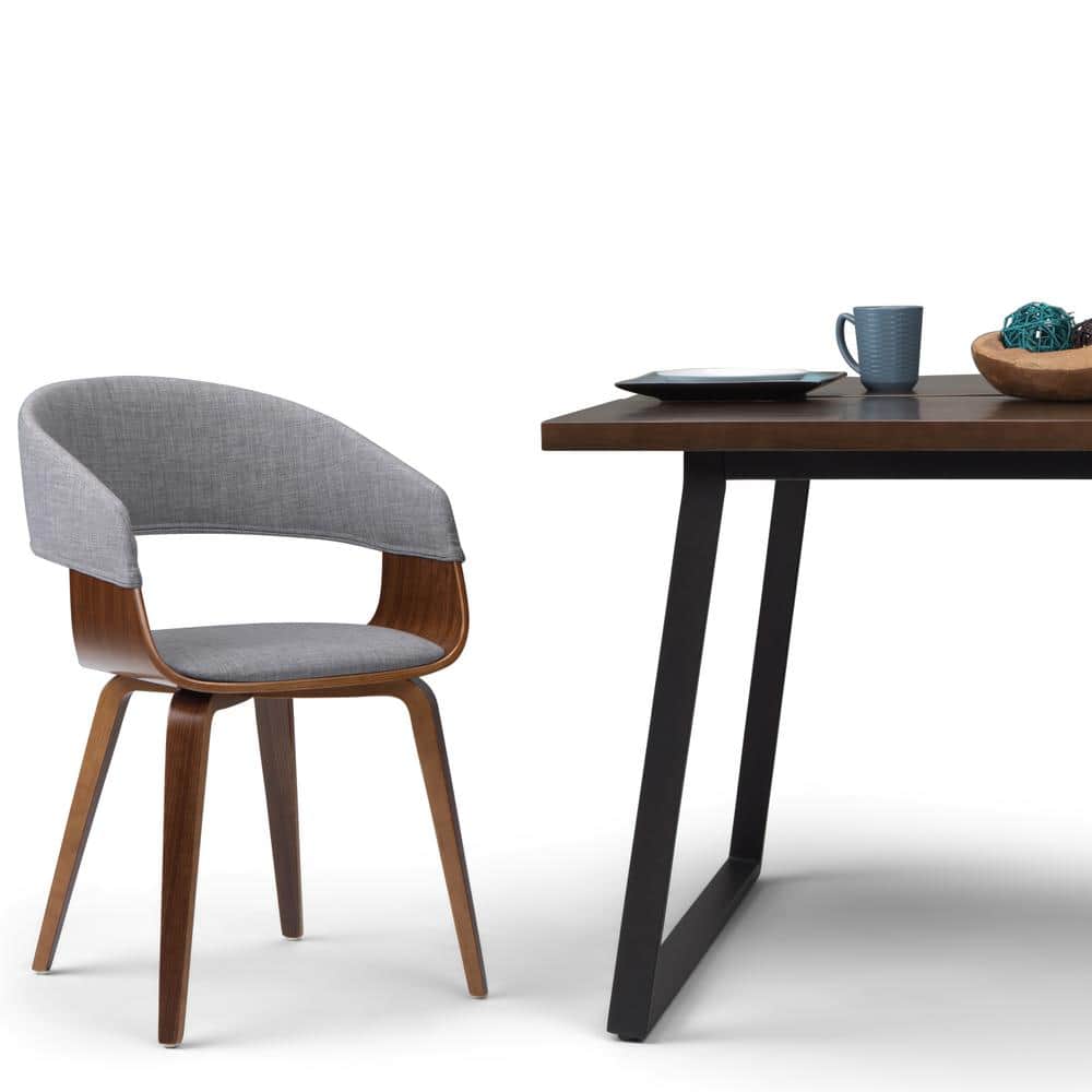 Light Grey Linen Upholstered Bentwood Dining Chair