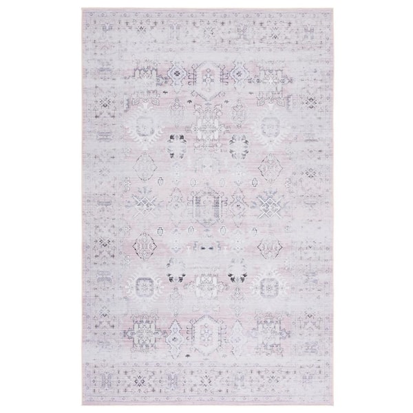 SAFAVIEH Tuscon Pink/Beige 5 ft. x 8 ft. Machine Washable Medallion Border Area Rug