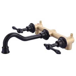 3 Hole 2 Handle Wall Mounted Antique Bathroom Sink Faucet in Oil Rubbed Bronze