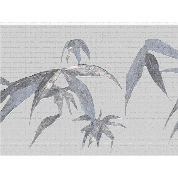 Dundee Deco Falkirk Dandy II Grey Leaves Abstract Peel and Stick Wallpaper Border