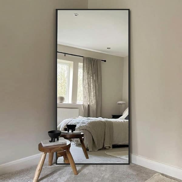 Sxiawe 24 in. W x 71.1 in. H Oversized Black Metal Frame Modern Classic Full Length Floor Standing Mirror