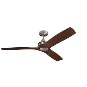 Ried 56 in. Indoor/Outdoor Brushed Nickel Downrod Mount Ceiling Fan with Wall Control Included for Covered Patios