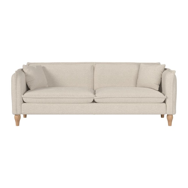 Theodore 83 in. Square Arm Polyester Rectangle Boucle Sofa in Cream