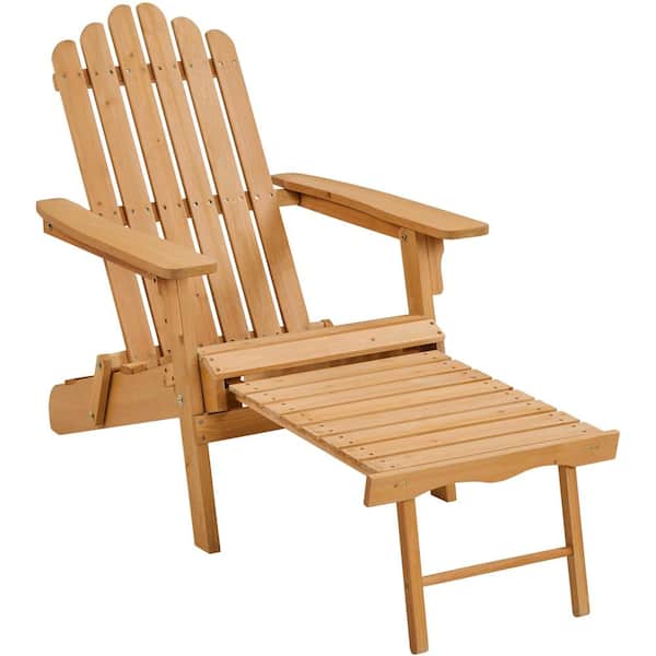 Yaheetech Brown Folding Adirondack Chair with Adjustable Backrest