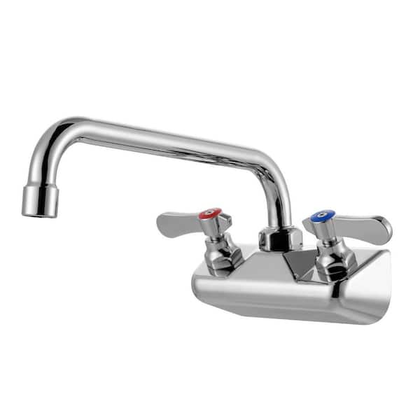 Double Handle Wall Mount Standard Kitchen Faucet in Polished Chrome
