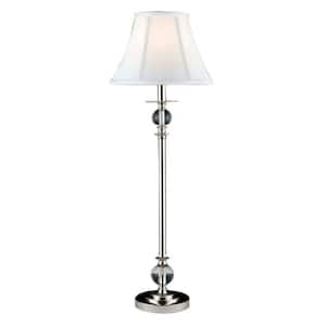 32 in. Polished Chrome Buffet Lamp with Crystal Shade