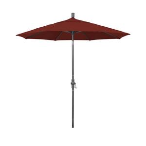 7.5 ft. Hammertone Grey Aluminum Market Patio Umbrella Collar Tilt Crank Lift in Henna Sunbrella