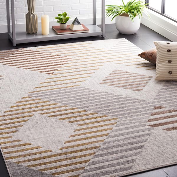 Palma 3 ft. x 3 ft. Beige/Light Gray Abstract Geometric Square Area Rug