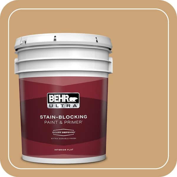 BEHR ULTRA 5 gal. #BIC-30 Corkboard color Extra Durable Flat Interior Paint & Primer