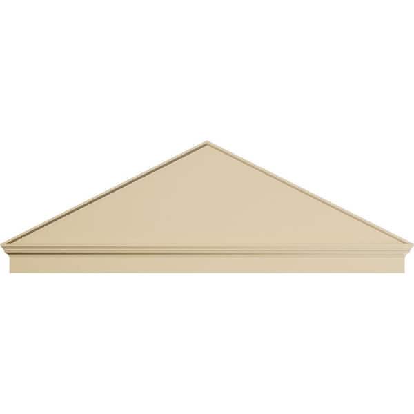 Ekena Millwork 80 in. W x 26-7/8 in. H x 2-3/4 in. P (Pitch 6/12) Peaked Cap Smooth Signature Urethane Combination Pediment, Primed Tan