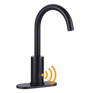 Powered Touchless Single Hole Bathroom Faucet in Matte Black