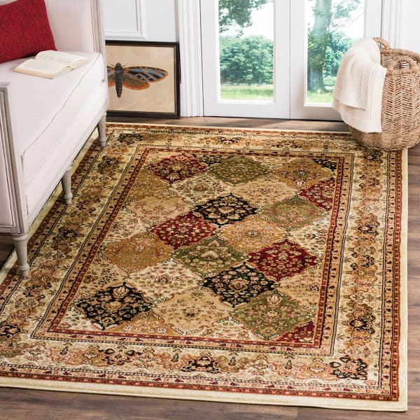 Lyndhurst Multi/Ivory 9 ft. x 12 ft. Geometric Diamond Border Area Rug