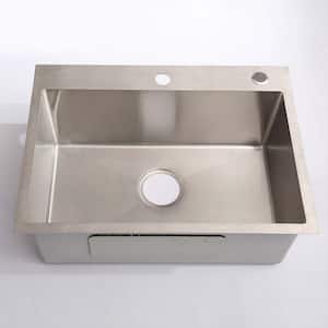 24 in. Drop-In Ceramic Bathroom Sink in Silver with Faucet Hoses and Drain Head Only, Stainless Steel Washing Sink