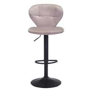 24 in. Gray Low Back Metal Counter Height Bar Chair with Upholstery Seat