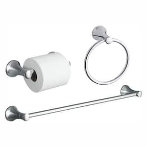 Coralais 3-Piece Hardware Bundle with Towel Bar, Towel Ring and Toilet Paper Holder in Polished Chrome