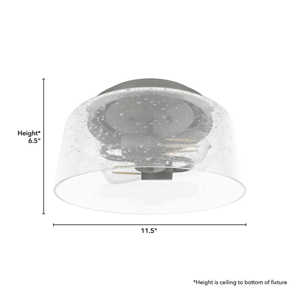 Hartland Brushed Nickel Seeded Glass Flush Mount Ceiling Light