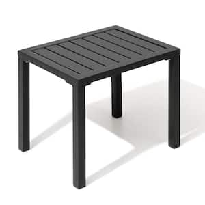 Rectangle Aluminum Outdoor Side Table in Black