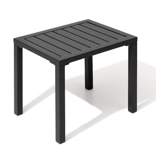 Crestlive Products 18 in. Rectangular Aluminum Outdoor Side Table in Black