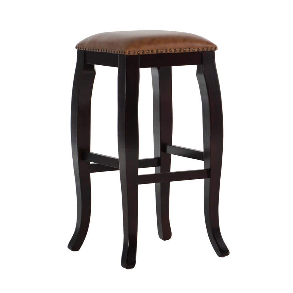 San Francisco 30 in. Brown Wenge Cushioned Bar Stool