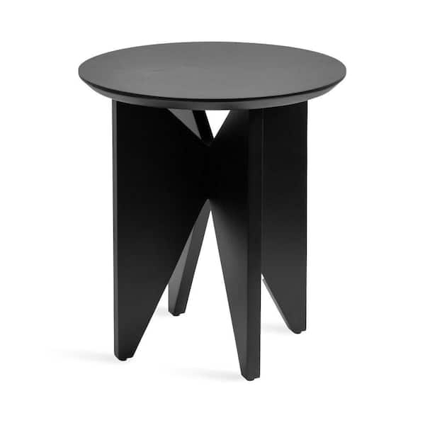 Faiza 18 in. Black Round Wood End Table