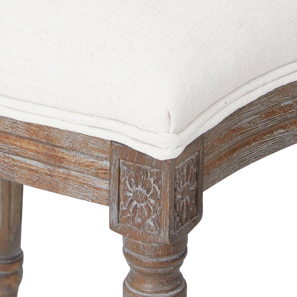 Beige Linen Upholstered Traditional Side Chair with Wood Frame