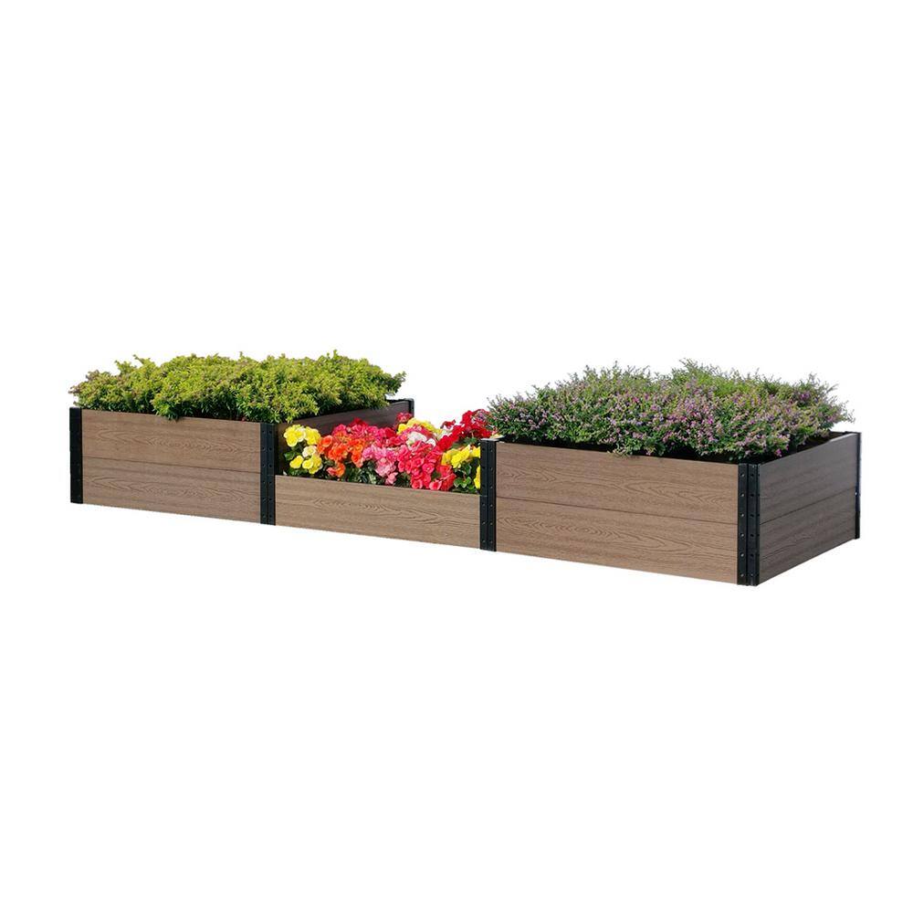 Brown and Black Composite Wood and Steel Raised Garden Bed