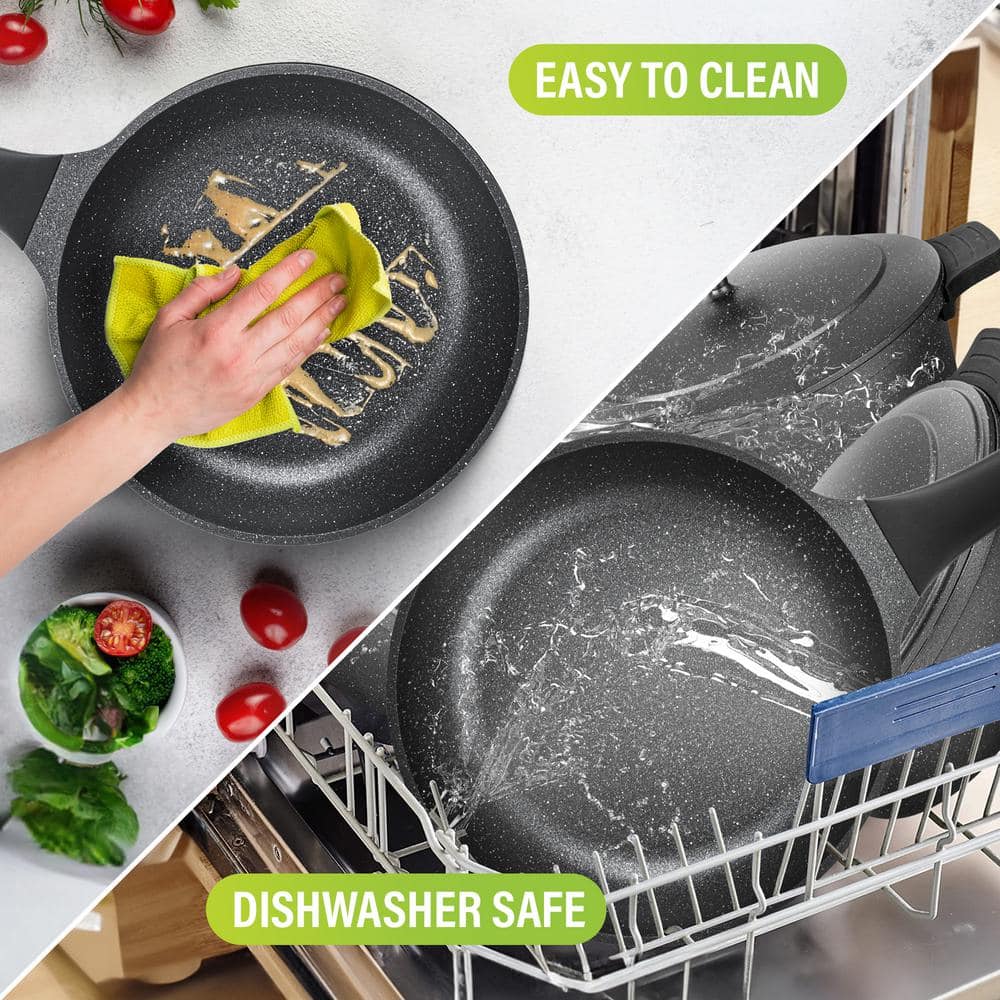 6-Piece Heavy Duty Nonstick Cast Aluminum Nesting Cookware Set