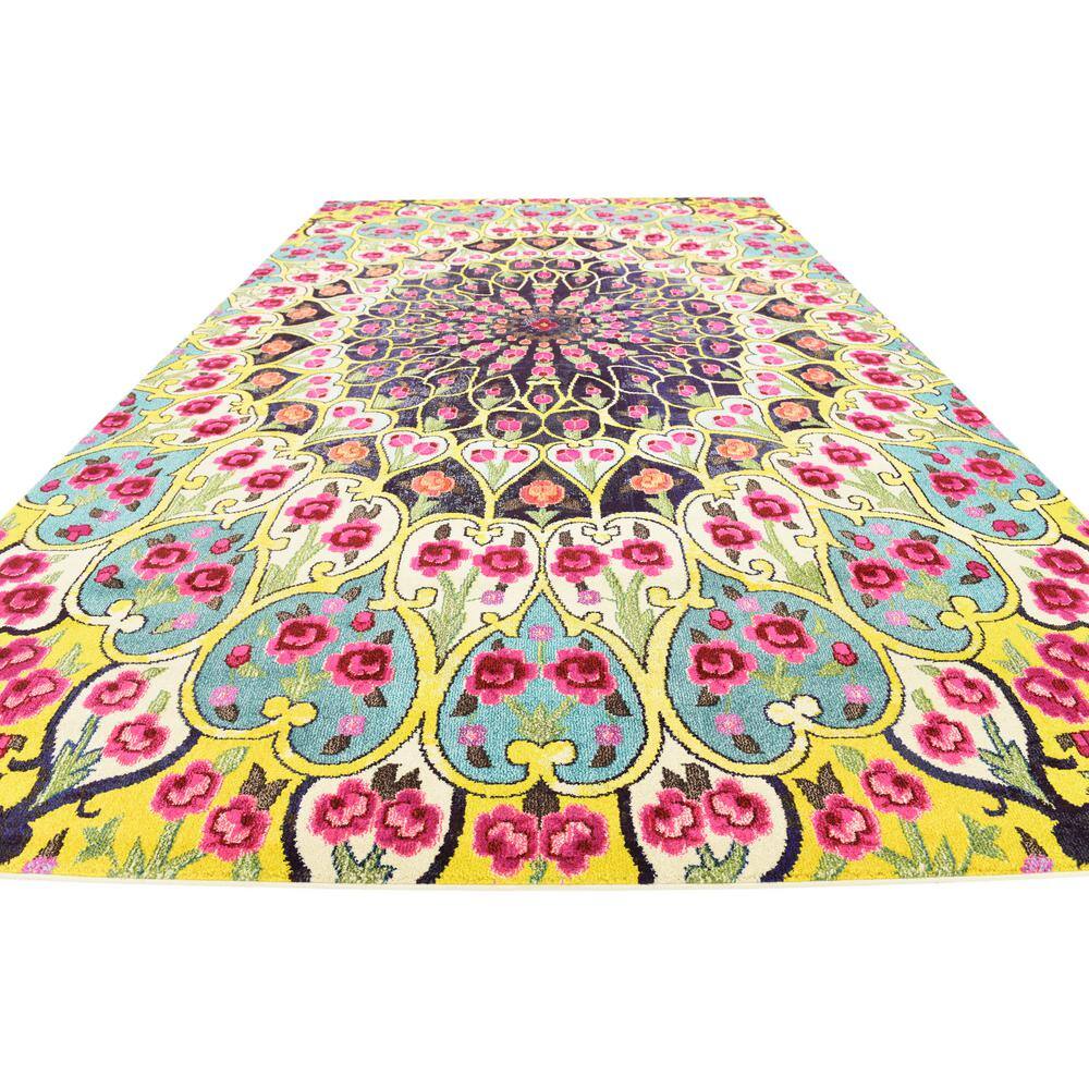 8' x 10' Blue Multi-Color Synthetic Bohemian Area Rug