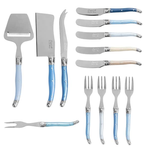 Unbranded French Home Ultimate 13-Piece Laguiole Charcuterie Set with Shades of Blue Handles