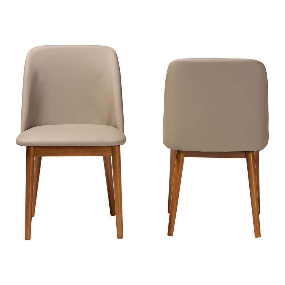 Beige Cane-Wood Parsons High Side Chair