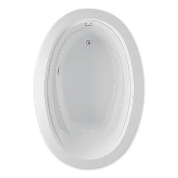 Aquatic Belmont II 72 in. Acrylic Drop-In Whirlpool Reversible Drain Oval Bathtub in White