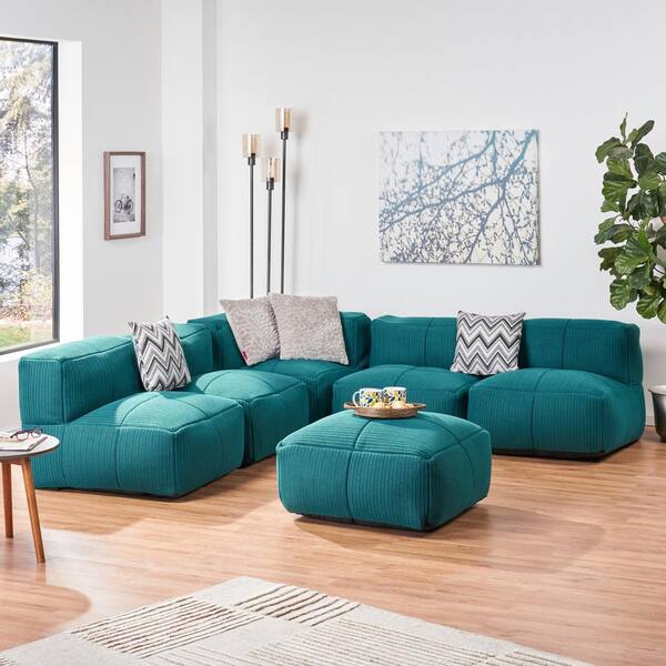 Noble House Markham 6 Piece Teal Fabric Sectional 70569 The Home Depot - Markham Leather Sectional With Ottoman Noble House Markham 6 Piece Teal Fabric Sectional 70569 The Home Depot - Markham Leather Sectional With Ottoman