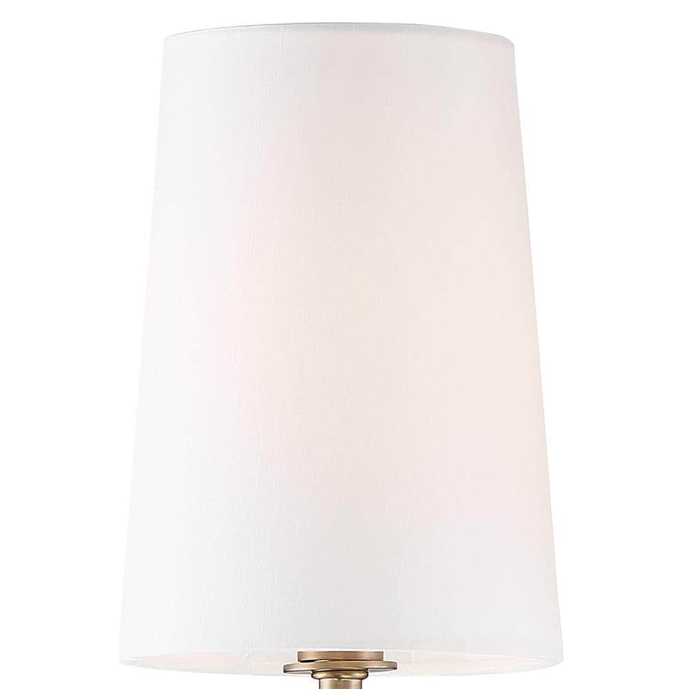 Vibrant Gold Double Light Sconce with White Silk Shades