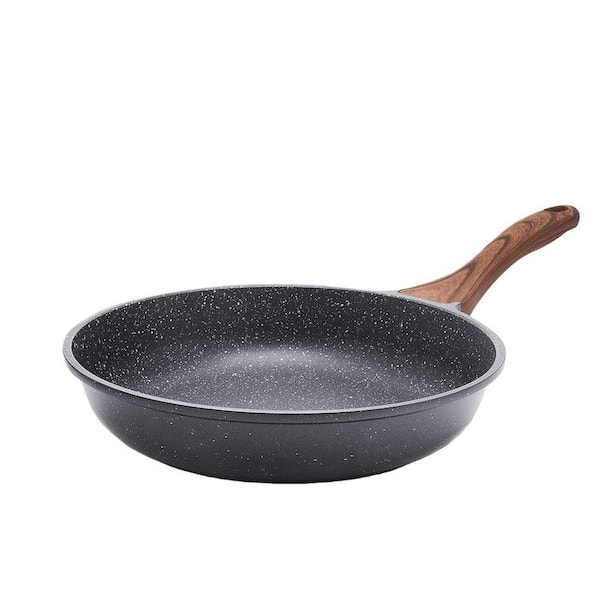 Gray Stainless Steel Medium 9.5 in. Nonstick Frying Pan Skillet, Swiss Granite Coating Omelette Pan, PFOA Free