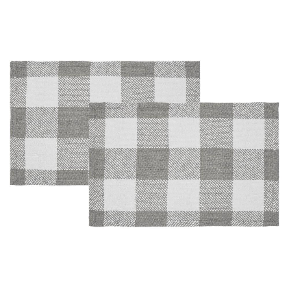Ash Grey Buffalo Check Cotton Placemats Set of 2, 13x19