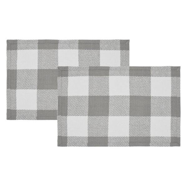 Farmhouse 19 in. x 13 in. Black and White Cotton Gingham Placemats (Set of 4)