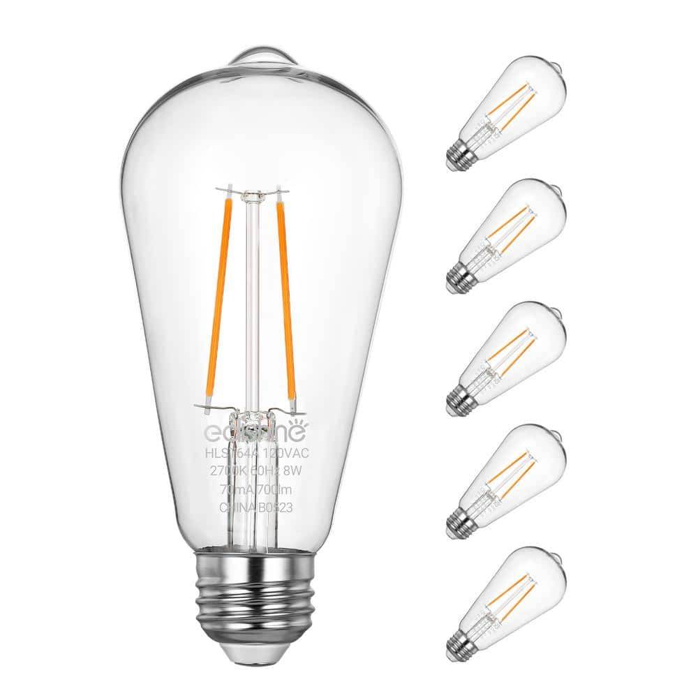 Soft White LED Edison Bulbs with Dusk to Dawn Sensor, 6-Pack