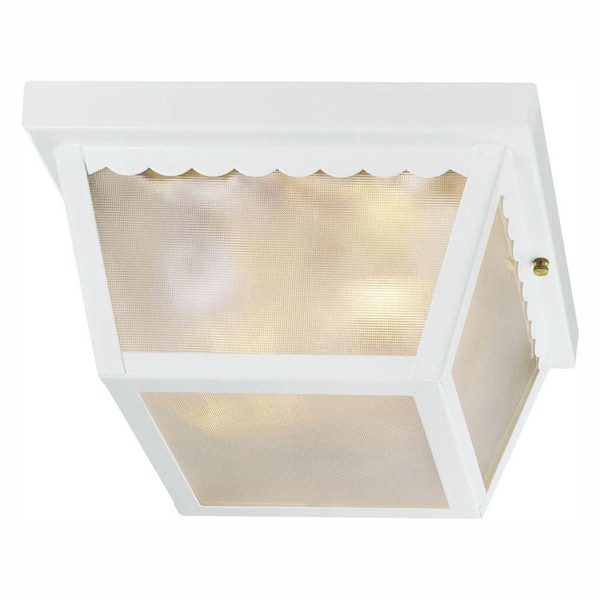 Hampton Bay White 2Light Outdoor Flush Mount WB0323 The Home Depot