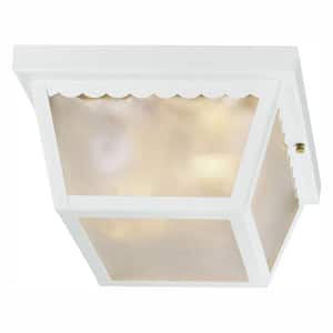 White 2-Light Outdoor Ceiling Light Flush Mount Light